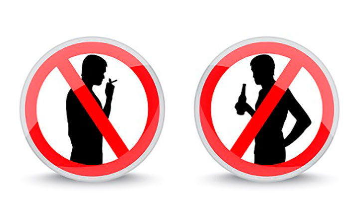 Одна из мер предосторожности отказаться от употребления алкоголя и табакокурения